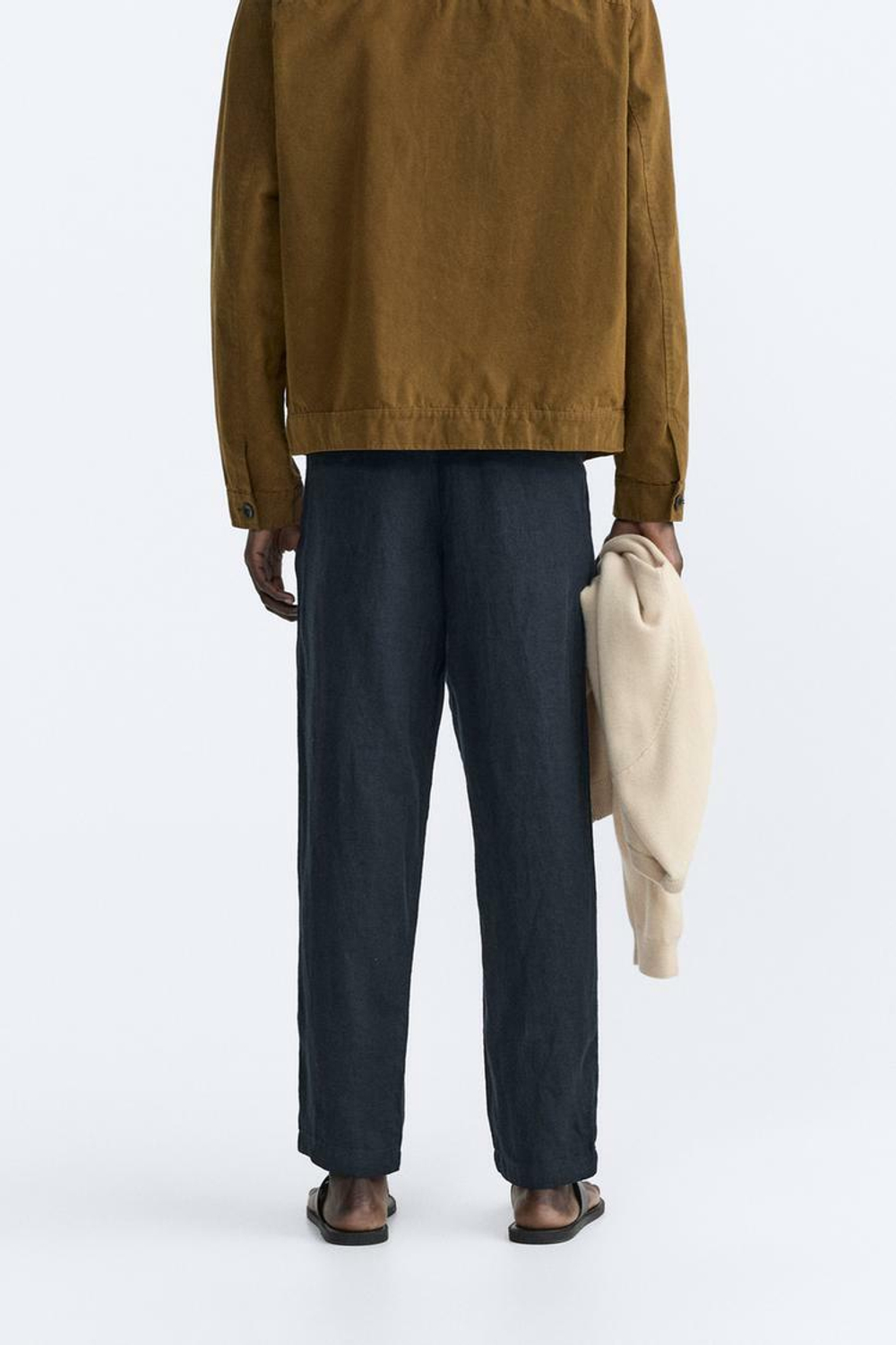 ZARA БРЮКИ ИЗ 100% ЛЬНА, МОРСКОЙ СИНИЙ