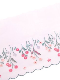 05-124 Вышивка на неэл. сетке 22 см, лотос/коралл/зеленый/телесный (левая)