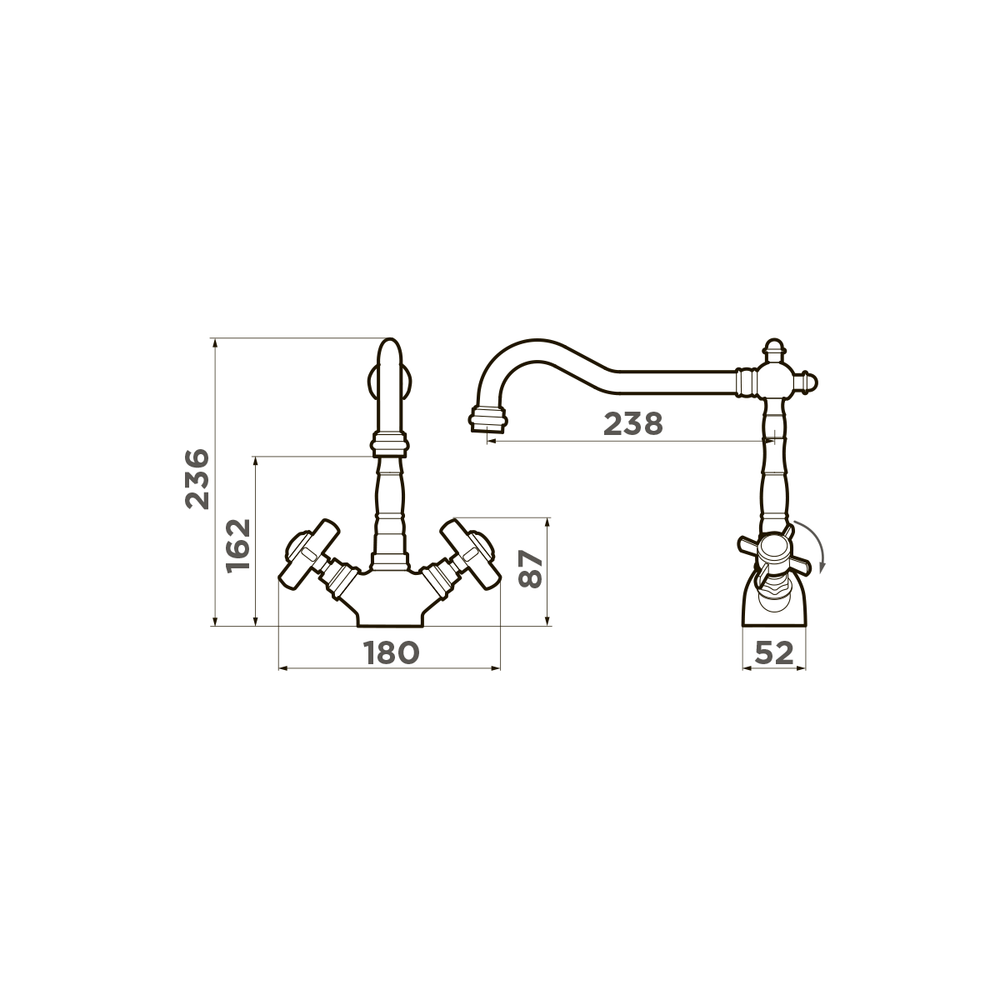 Смеситель для кухни Omoikiri Tokigawa C 4994256 хром схема