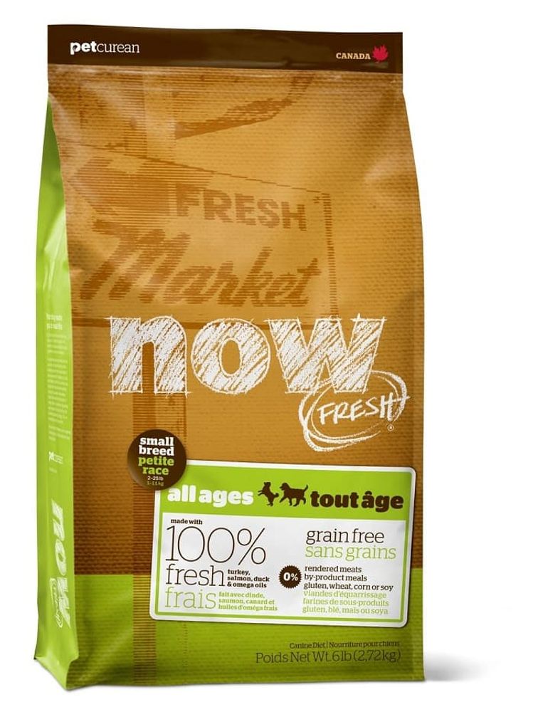 Now Fresh 2,72кг корм для взрослых собак малых пород, беззерновой, с индейкой, уткой и овощами