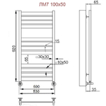 Полотенцесушитель Ника MODERN ЛМ-7 100/50 Matt Antique Silver с вентилями (комплект люкс)(-), шт