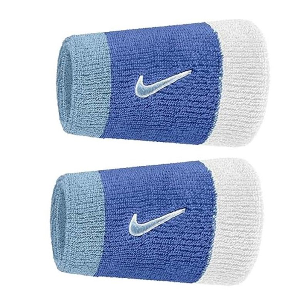 Теннисные напульсники Nike Swoosh Double Wide 2P - white/blue/light blue