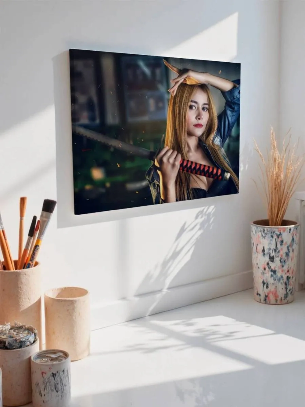 Картина на стену 40 X 50 Девушка с катаной