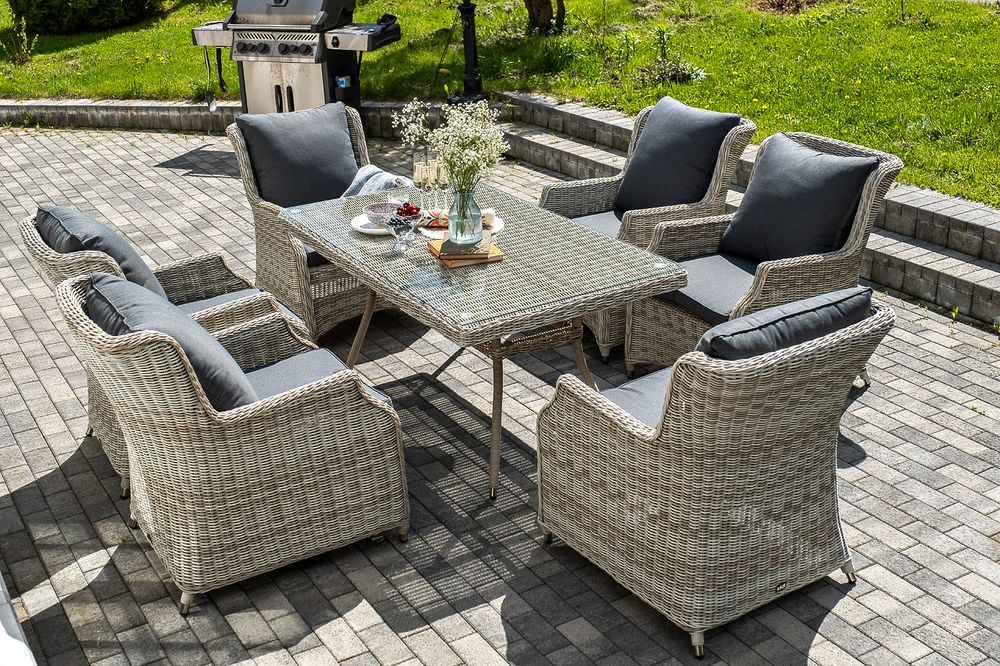 "Неаполь" обеденная группа плетеная из искусственного ротанга, цвет бежевый