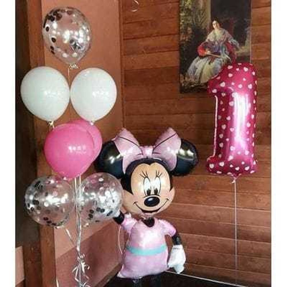 ходячий фольгированный шар Минни-маус, воздушные шары на годик девочке