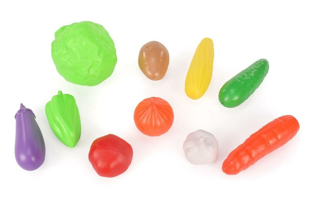 Пластмассовый игрушечный набор "Овощи 10", упакет полиэтилен сетка