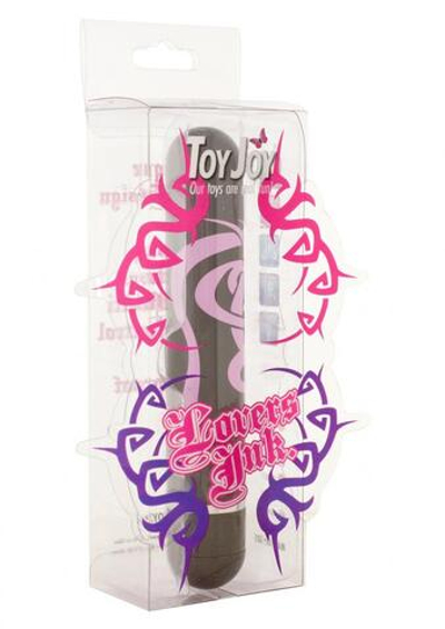 Чёрный вибратор с принтом Lovers Ink Tattoo - 11,5 см.