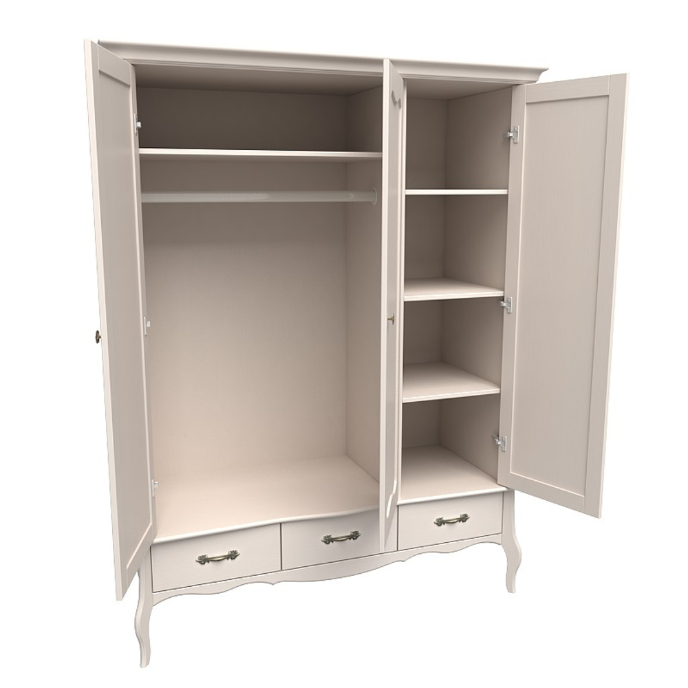 Шкаф 3х дверный с глухими дверями «Прованс» бежевый воск