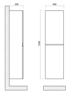 BIANCHI Шкаф подвесной с двумя распашными дверцами, Белый матовый, 400x300x1500, AM-Bianchi-1500-2A-SO-BM