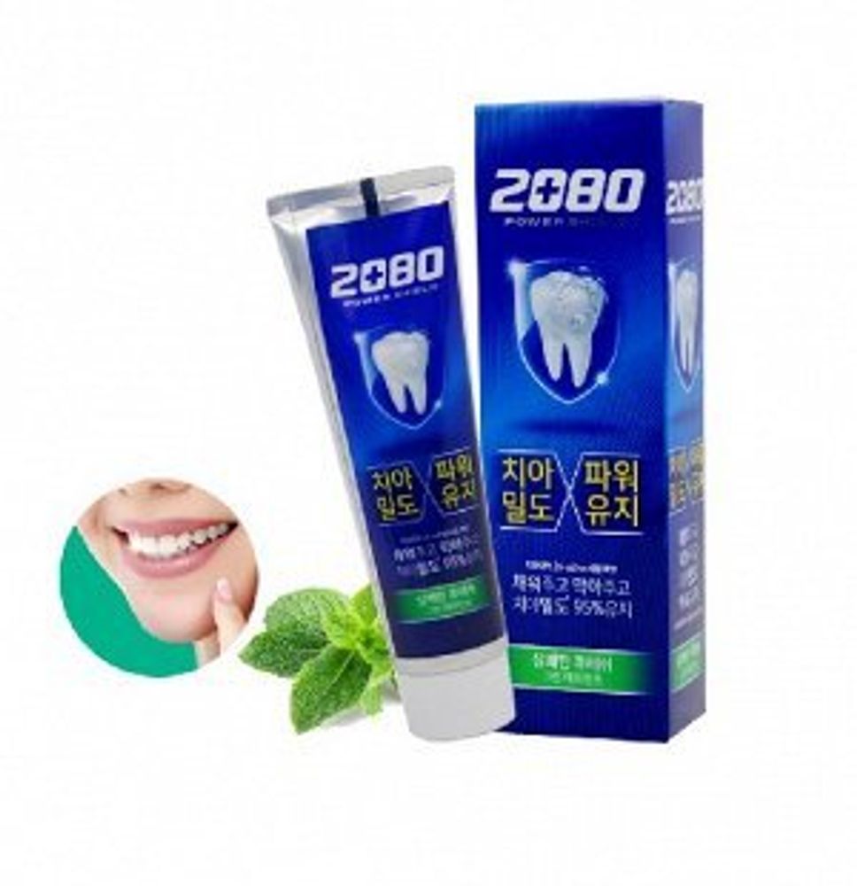 Зубная паста Aekyung 2080 Power Shield Green Pepermint (зеленая полоска) 120 гр