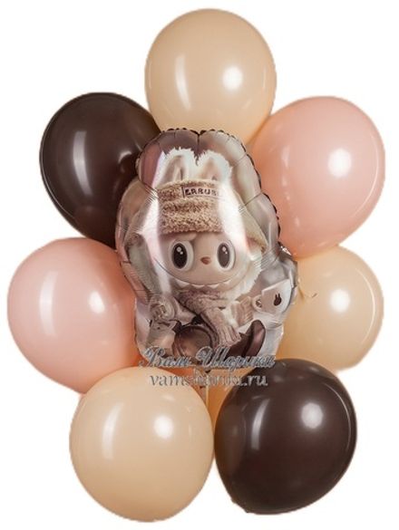 Букет шаров "Плюшевый зайка Лабубу"