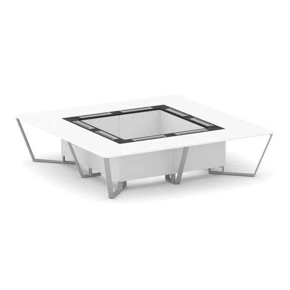 Steel Meet Стол переговорный квадратный KM-PR.B.SP-16K Белый Бриллиант/Графит Глянец/Металл Серый 32