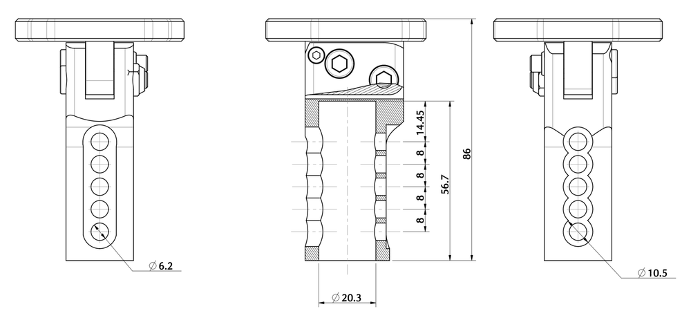 Наклонная ступица руля регулируемая универсальная RR магний