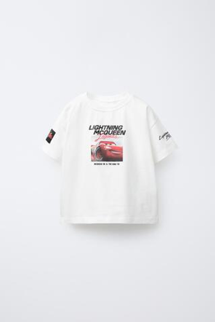 ZARA ФУТБОЛКА С ПРИНТОМ CARS LIGHTNING MCQUEEN © DISNEY, ЖЕЛТОВАТО-БЕЛЫЙ