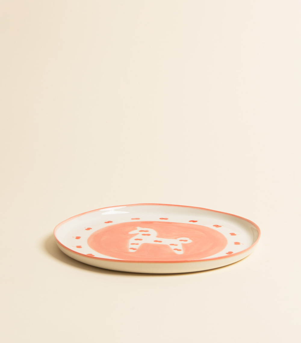 Тарелка – С лошадкой, розовая | Лукоморье