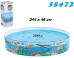 Бассейн каркасный Intex 58472 Snapset 244х38 см / Круглый сборный бассейн Пляжные друзья Интекс жесткий для дачи