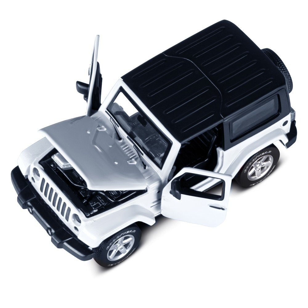 Модель 1:32 Jeep Wrangler, белый, откр. двери и капот, свет, звук, инерция