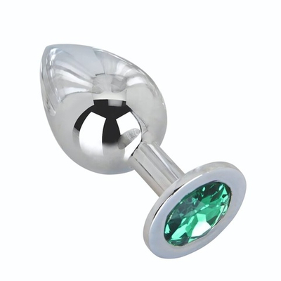 Большой стальной плаг с зеленым кристаллом Green Lime - 9,5 см. (Цвет: зеленый)