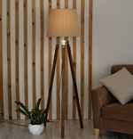 Торшер напольный коричневый с горчичным абажуром в стиле лофт, светильник напольный классический, Фьорд, E27, 60 Вт