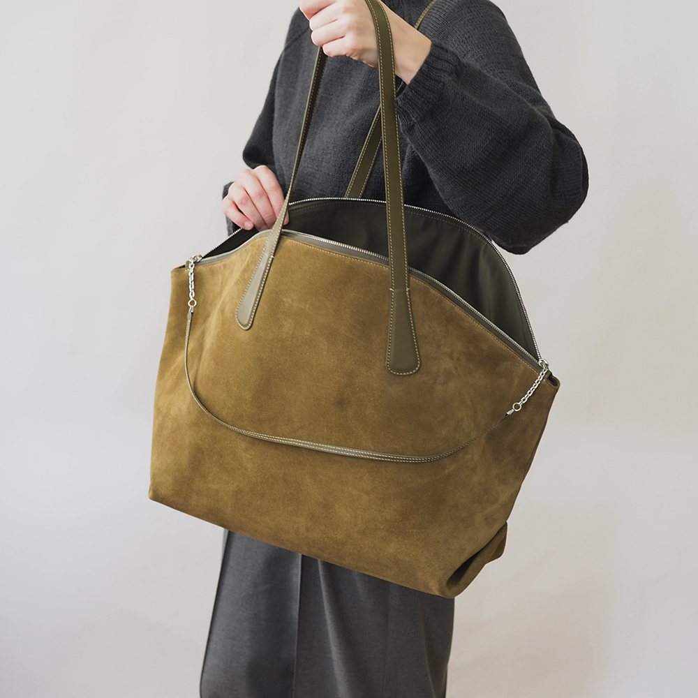 Сумка Giselle из замши и кожи теленка, цвета оливы