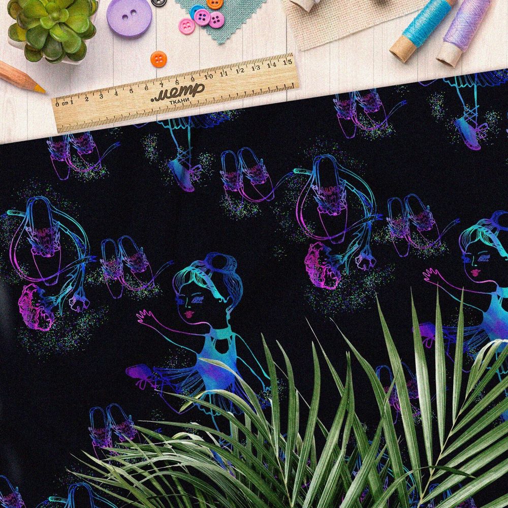 Ткань бифлекс неоновые балерины