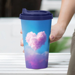 Стакан 550мл с крышкой, с декором (синий)