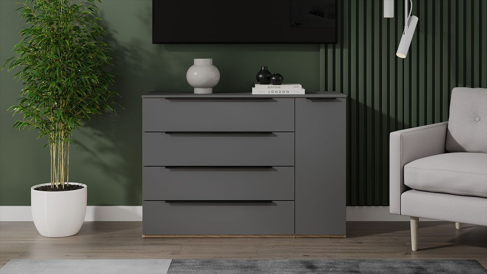 Комод для одежды с ящиками Белый Жемчуг/Белый софт 4 ящика 90х45х84 см