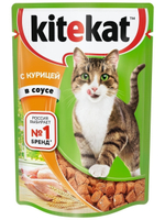 Влажный корм Kitekat для взрослых кошек, с курицей в соусе, 85 г