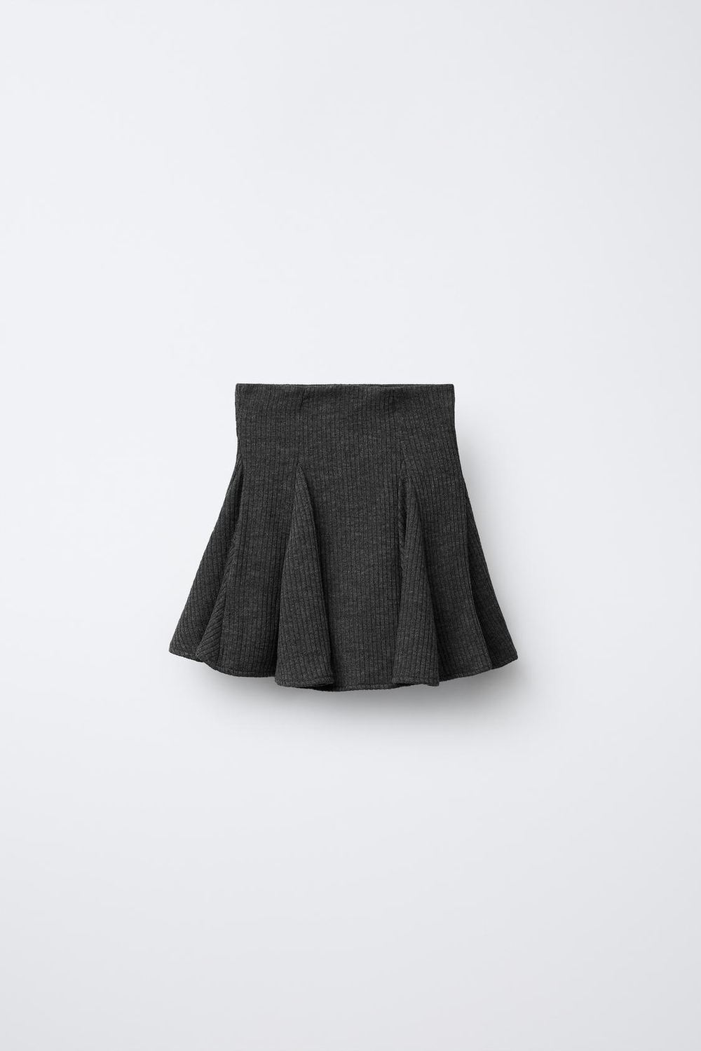 ZARA ЮБКА-ШОРТЫ В РУБЧИК С ОБОРКАМИ, СЕРЫЙ МЕЛАНЖ