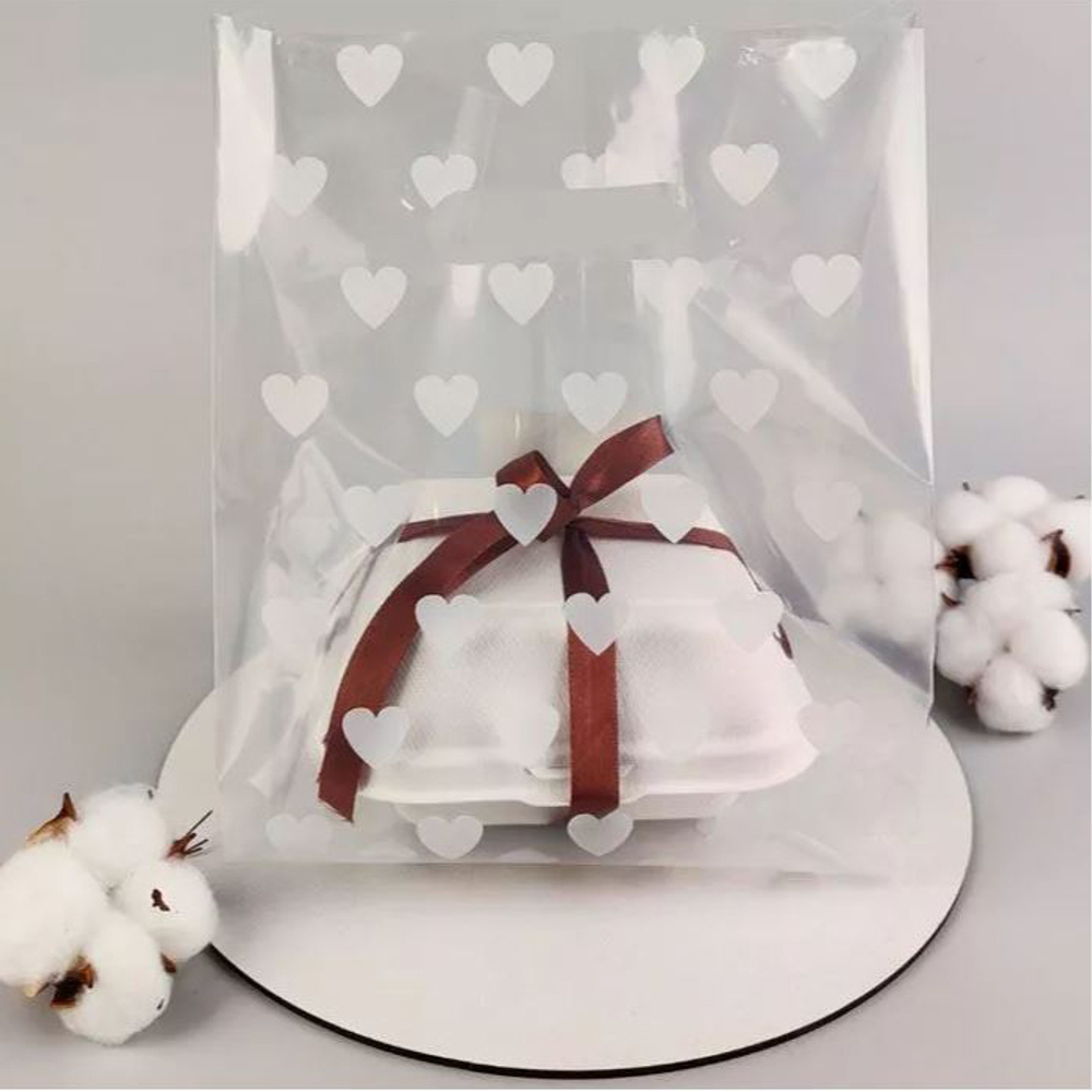 Пакет для бенто прозрачный "Сердца" 17*17*33 см (для бенто)