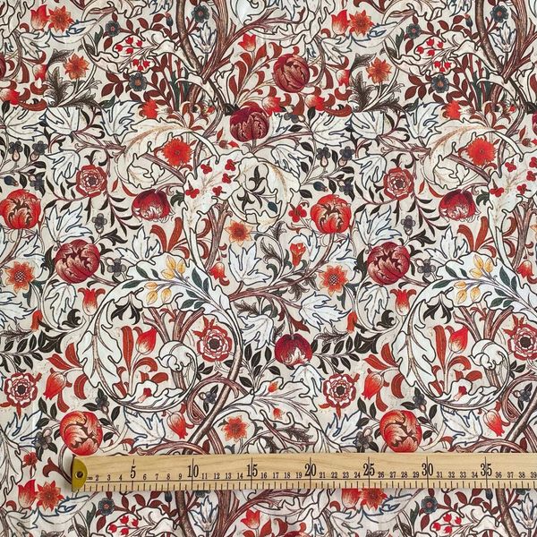 ЦВЕТОЧНЫЙ ВИХРЬ В СТИЛЕ У. МОРРИСА , 100% хлопок Handmade Fabrics 5