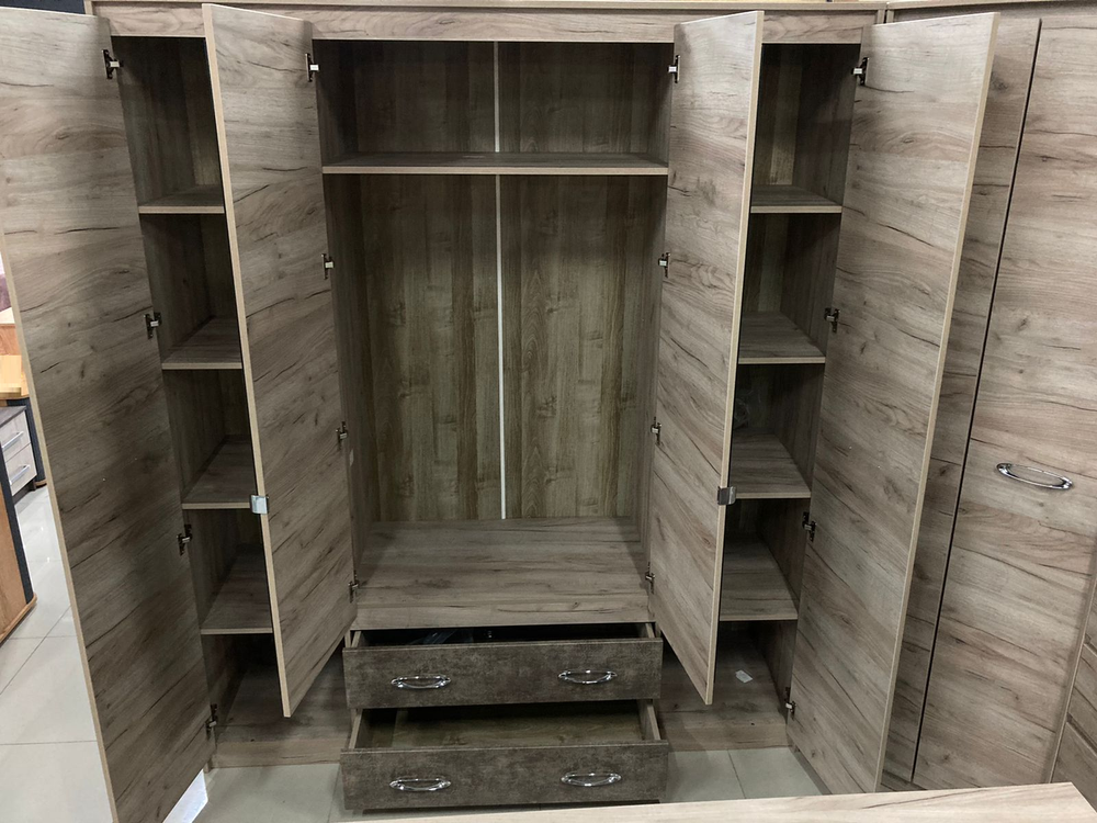 Шкаф 4-х ств с ящиками Дакота серый крафт/тиз серый  540