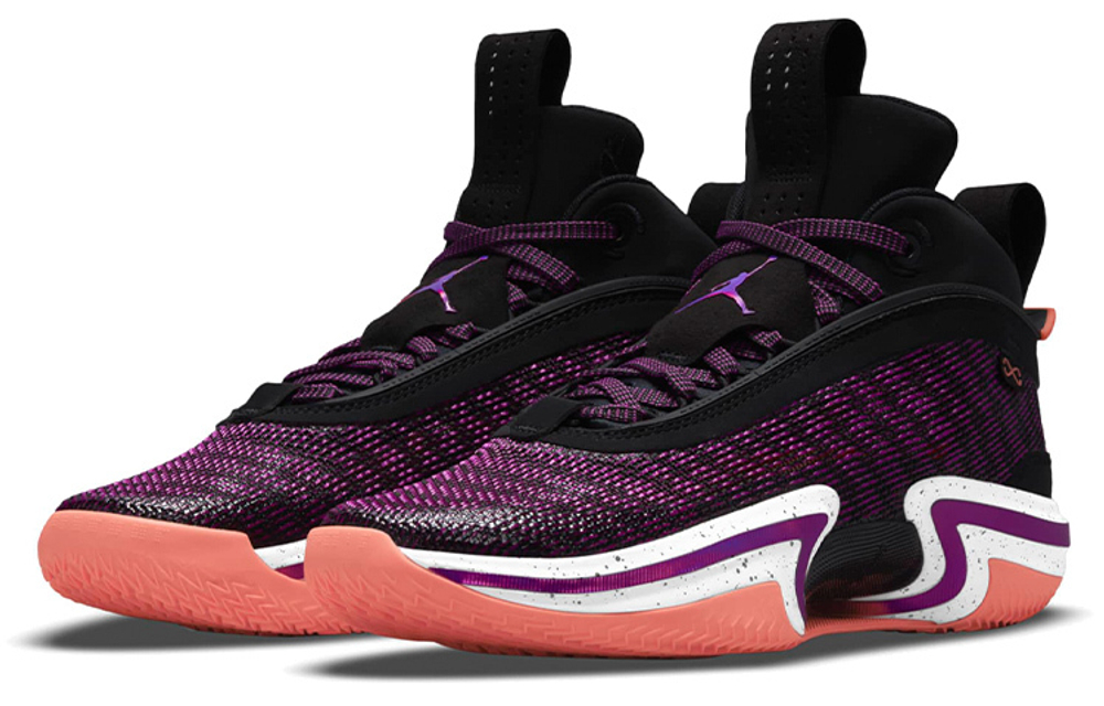 Jordan Air Jordan 36 PF "First Light" fabric synthetic leather TPU UV shock absorption, non-slip, wear-resistant wrapping support, mid-cut actual combat basketball shoes for men and women with the same black and purple domestic version