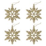 Украшение елочное подвесное "Снежинка золотистая" ЗОЛОТАЯ СКАЗКА, НАБОР 4 шт, 13 см, глиттер, 591132