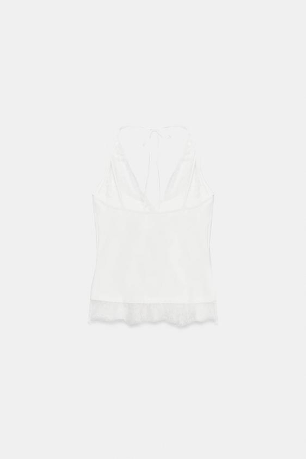 ZARA ТОП С ГОРЛОВИНОЙ ХАЛТЕР И КРУЖЕВОМ, БЕЛЫЙ