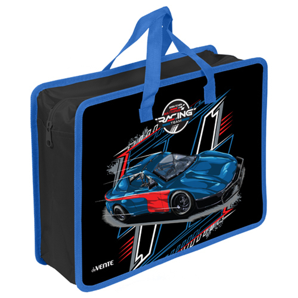 Папка А4 пластик молния сверху/ручки тесьма/бок 10см "Racing" DEVENTE 8054350 И