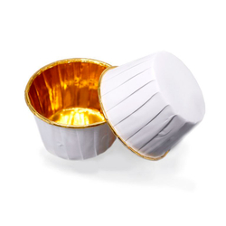 Формы бумажные с ламинацией «Маффин» 50х40 мм (Золото + белый) 50 шт