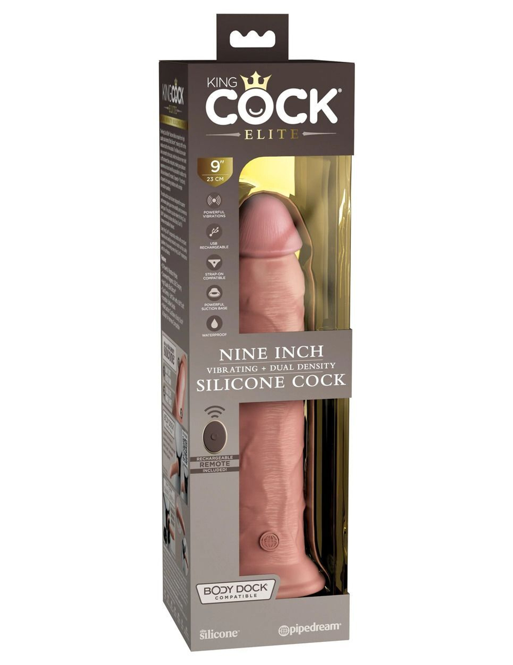 Телесный вибратор-реалистик на присоске 9’’ Vibrating Silicone Dual Density Cock - 24,8 см. (Цвет: телесный)