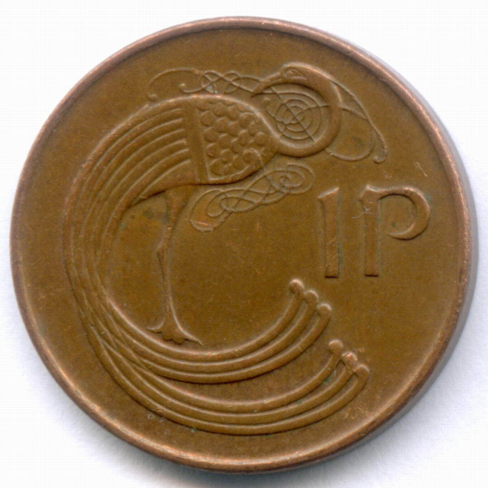 1 пенни 1990 год. Ирландия. Сталь с медным покрытием, диаметр 20.32 мм. XF
