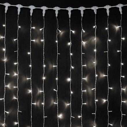 Светодиодный занавес 1*9 м., 220В., 900 холодных белых LED ламп, прозрачный ПВХ, Laitcom (PCL901BL-10-2W)
