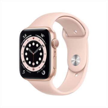 Купить Apple Watch Series 6, 44 мм, корпус из алюминия золотого цвета, спортивный ремешок цвета «розовый песок»