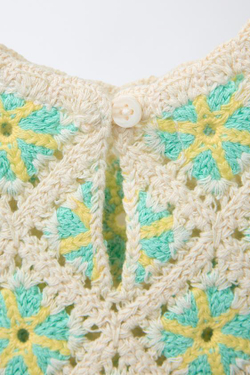 ZARA ТОП ИЗ КРУЖЕВА КРОШЕ, ЭКРЮ