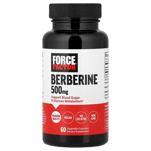 Force Factor, берберин, 500 мг, 60 растительных капсул