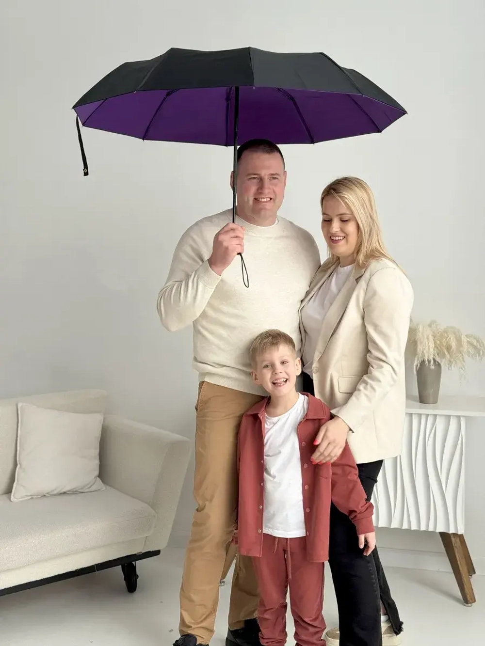 Зонт автомат c системой антиветер женский и мужской большой купол 10 спиц. Цвет синий.