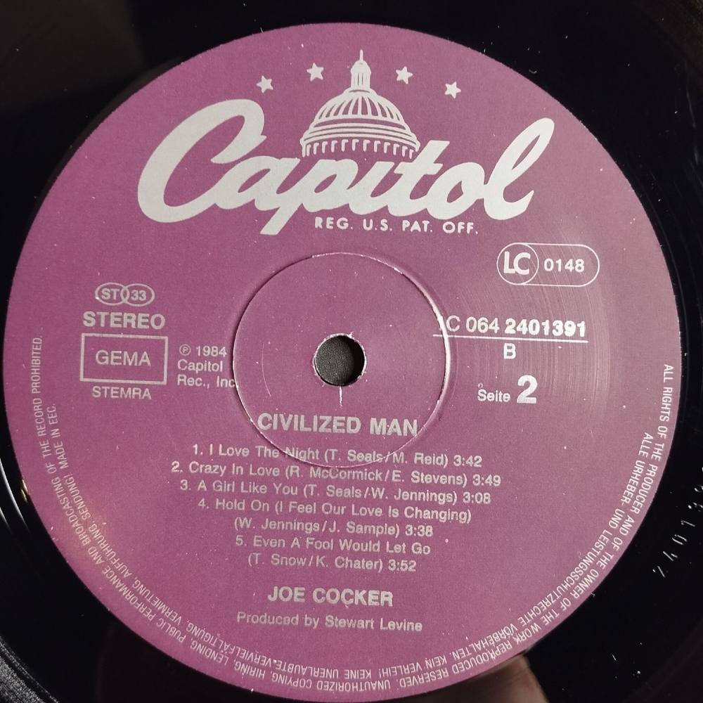 Винтажная виниловая пластинка LP Joe Cocker Civilized Man (Germany 1984)