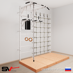 Шведская стенка Sv Sport усиленная 64440 (Турник рукоход/Брусья/Канат/Кольца/Мат 2м/Канатный лаз)