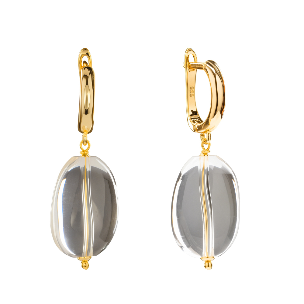 Серьги с Горным Хрусталём, gold