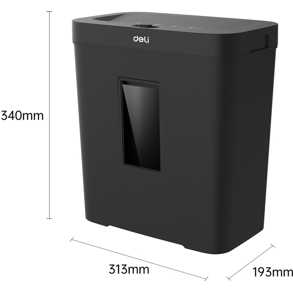 Шредер Deli, 4 уровень секретности (4х40мм), 10 листов, 15 литров