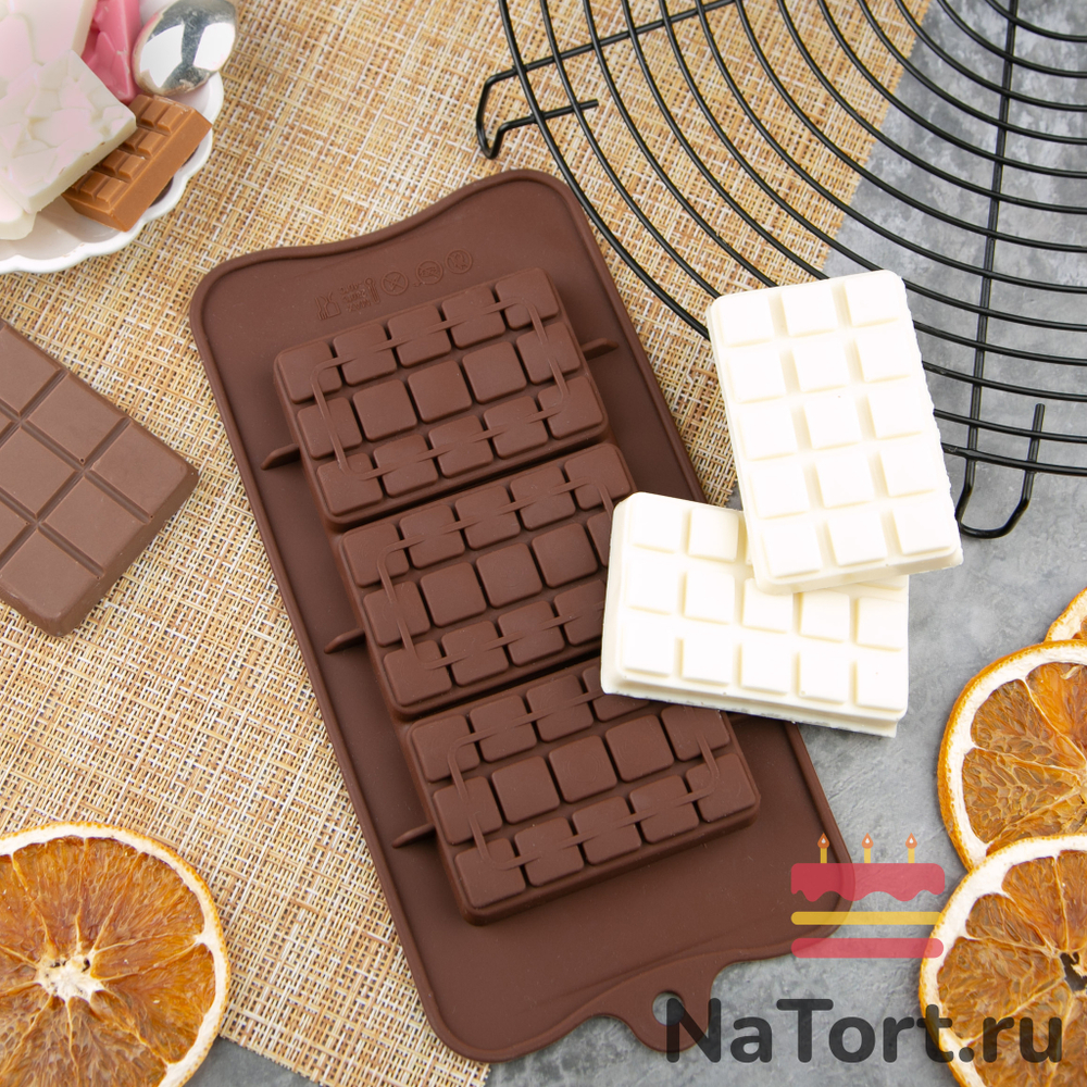 Форма силиконовая для шоколада «Плитки с шариками 3 в 1»