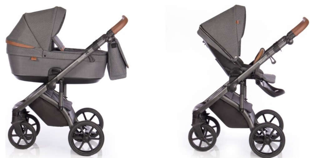 Детская коляска Roan Bloom 2 в 1 New 2021 (Серый) Black Dots